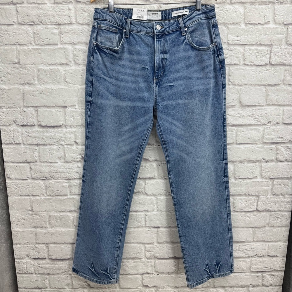COTTON ON Slim Straight High Rise Jeans Surfers Blue Denim NWT Size US 12
